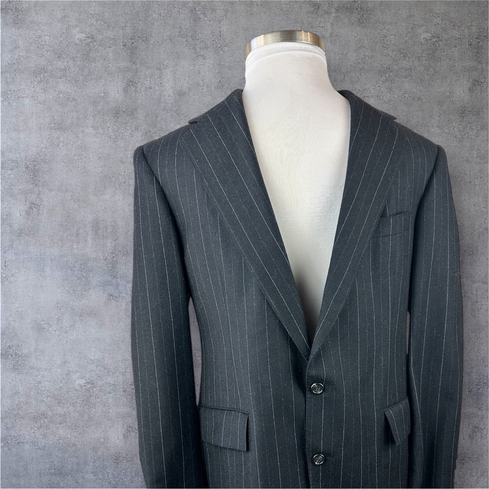Polo Ralph Lauren Wool Cashmere Pinstriped Blazer Suit Jacket Men Size 40 Luxury - Picture 16 of 16